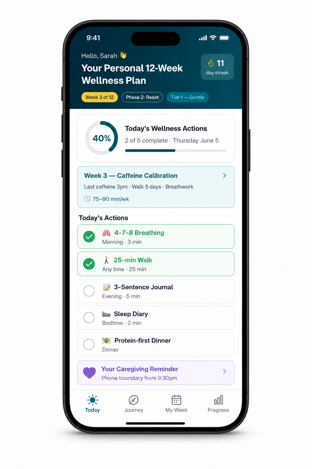 Your Tailored Plan screen preview